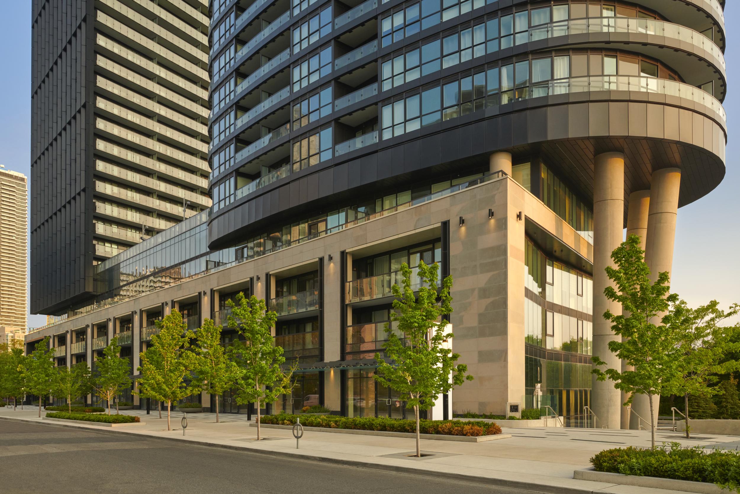 Street level view of Via Bloor condominiums