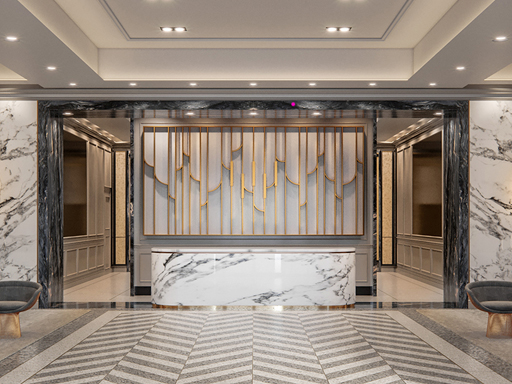 An entrance to a suite