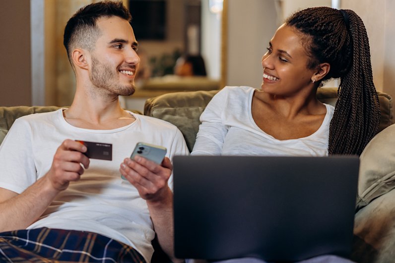 Couple with credit card