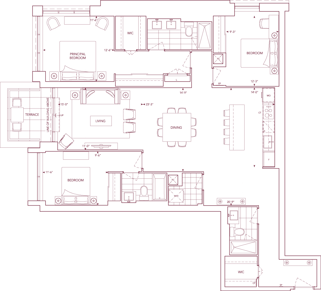 Auberge On The Park Condo Suite 3ET-3 Floorplan