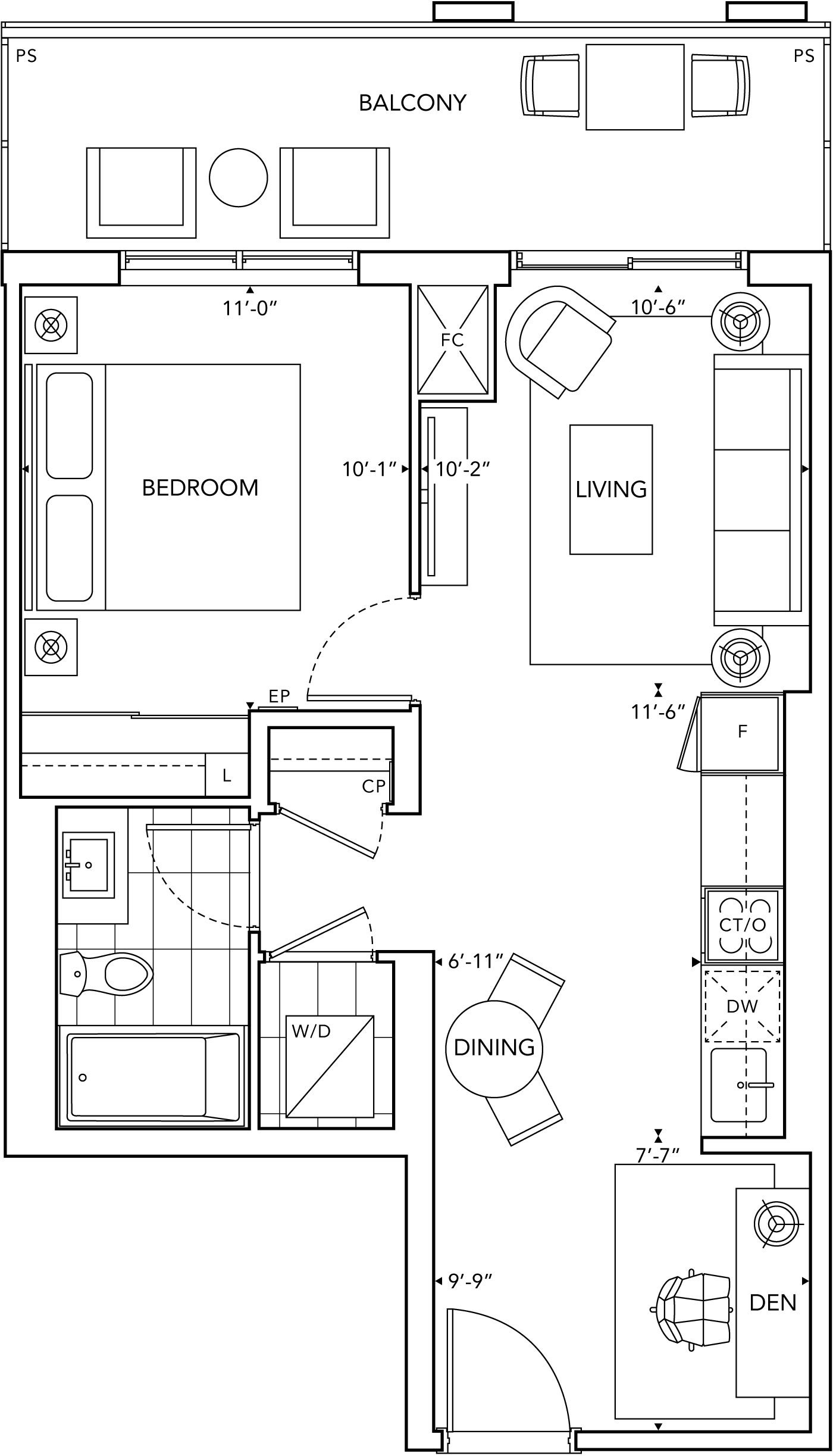 6080 Yonge 1K+D Floorplan