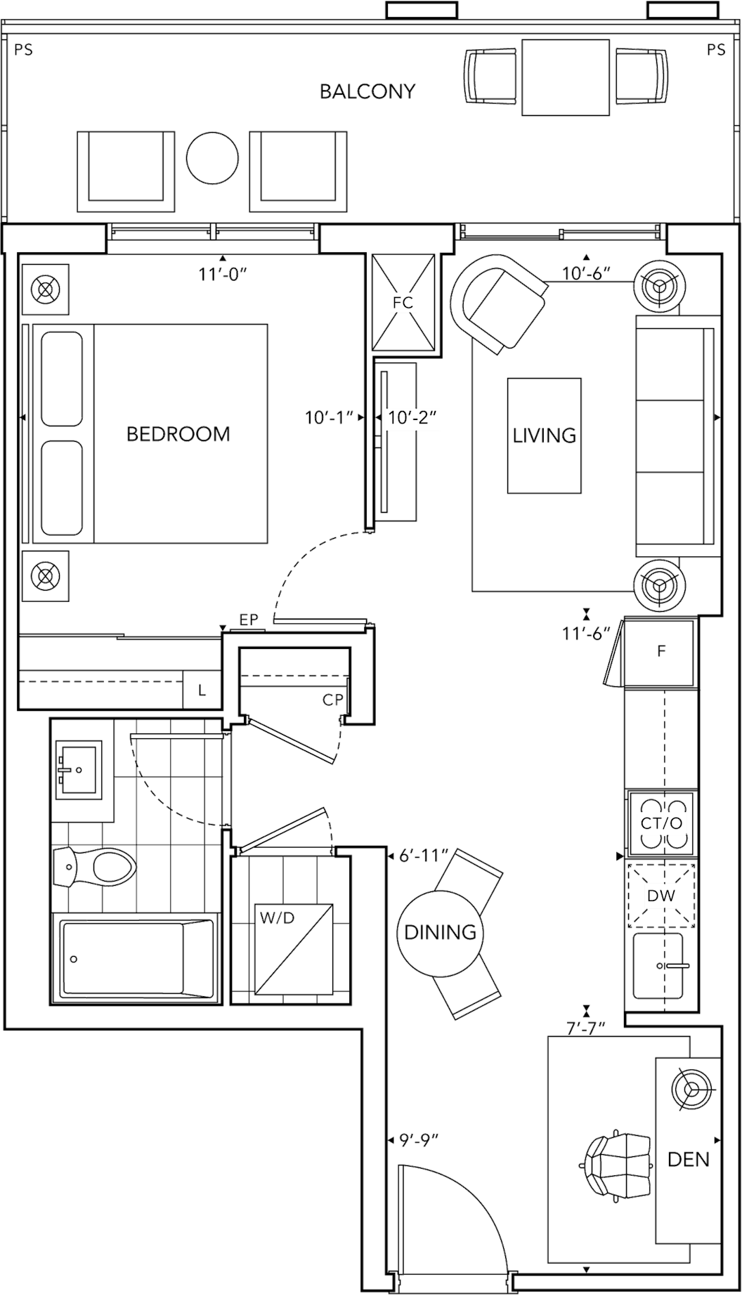 6080 Yonge 1K+D Floorplan