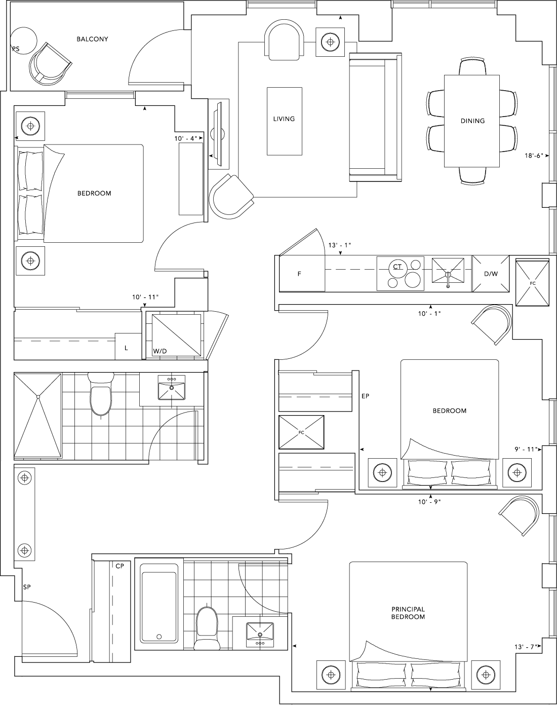 MRKT Condo Suite 3J Floorplan