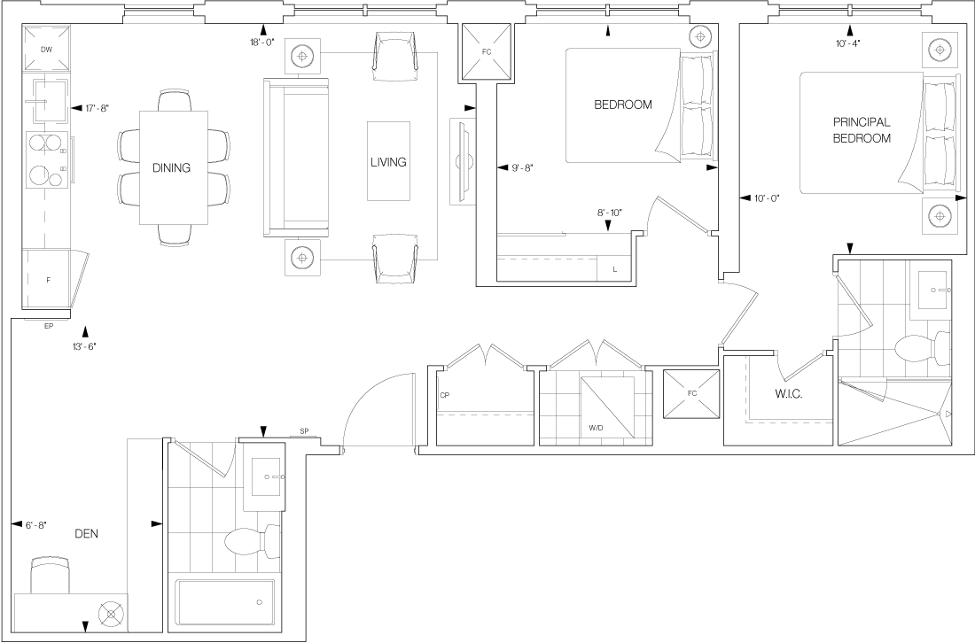 Westerly Condo Suite 2S+D Floorplan