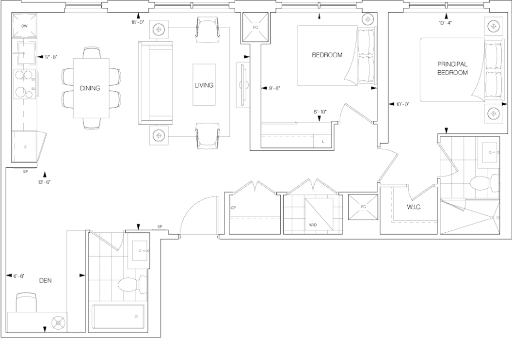 Westerly Condo Suite 2S+D Floorplan