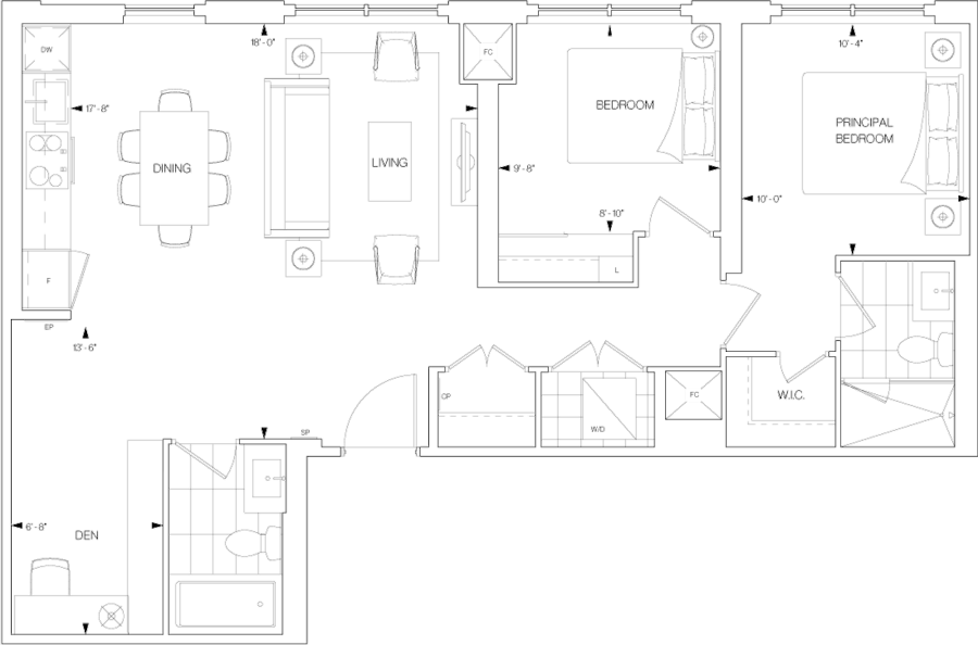 Westerly Condo Suite 2S+D Floorplan