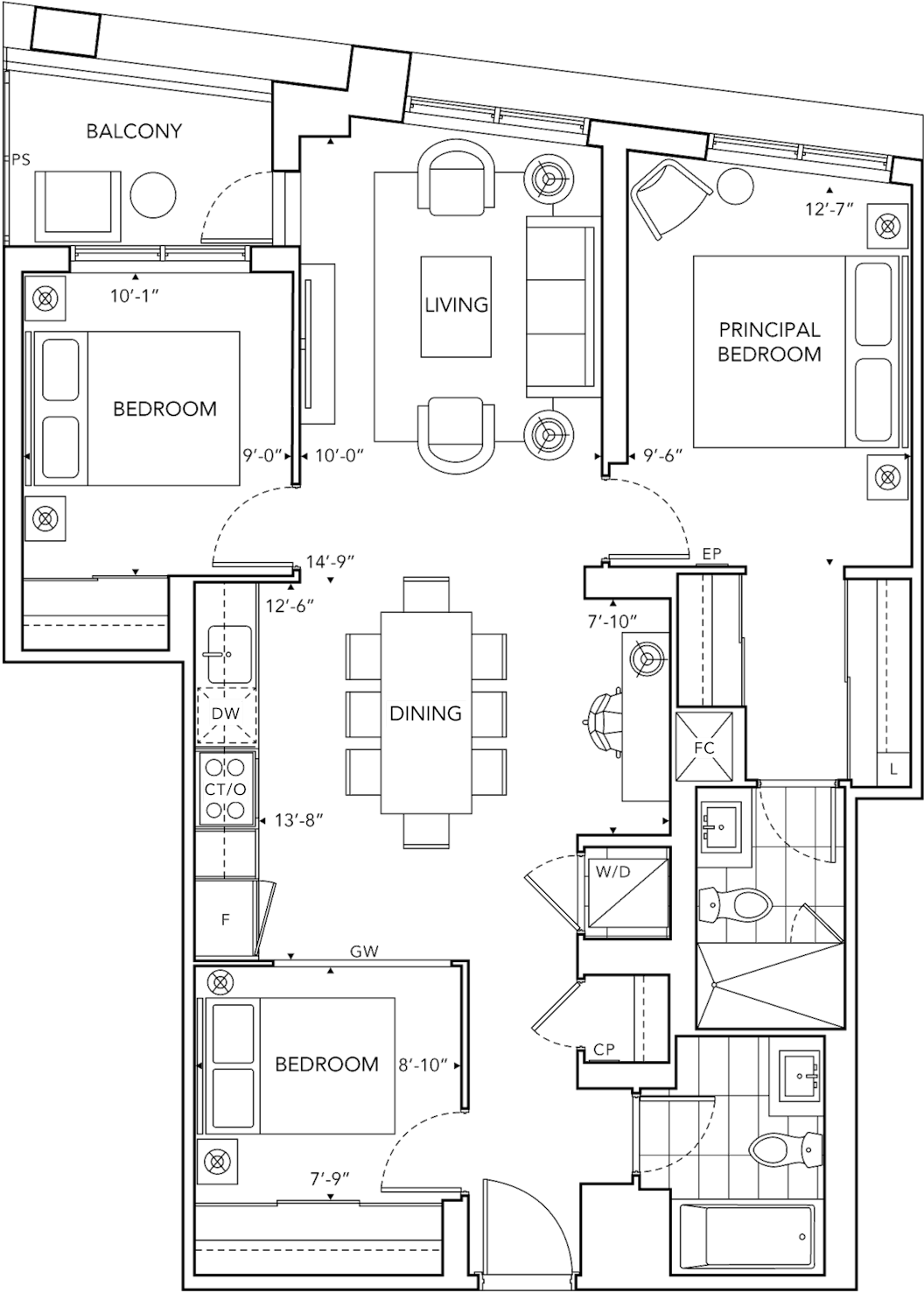 6080 Yonge 3B Floorplan