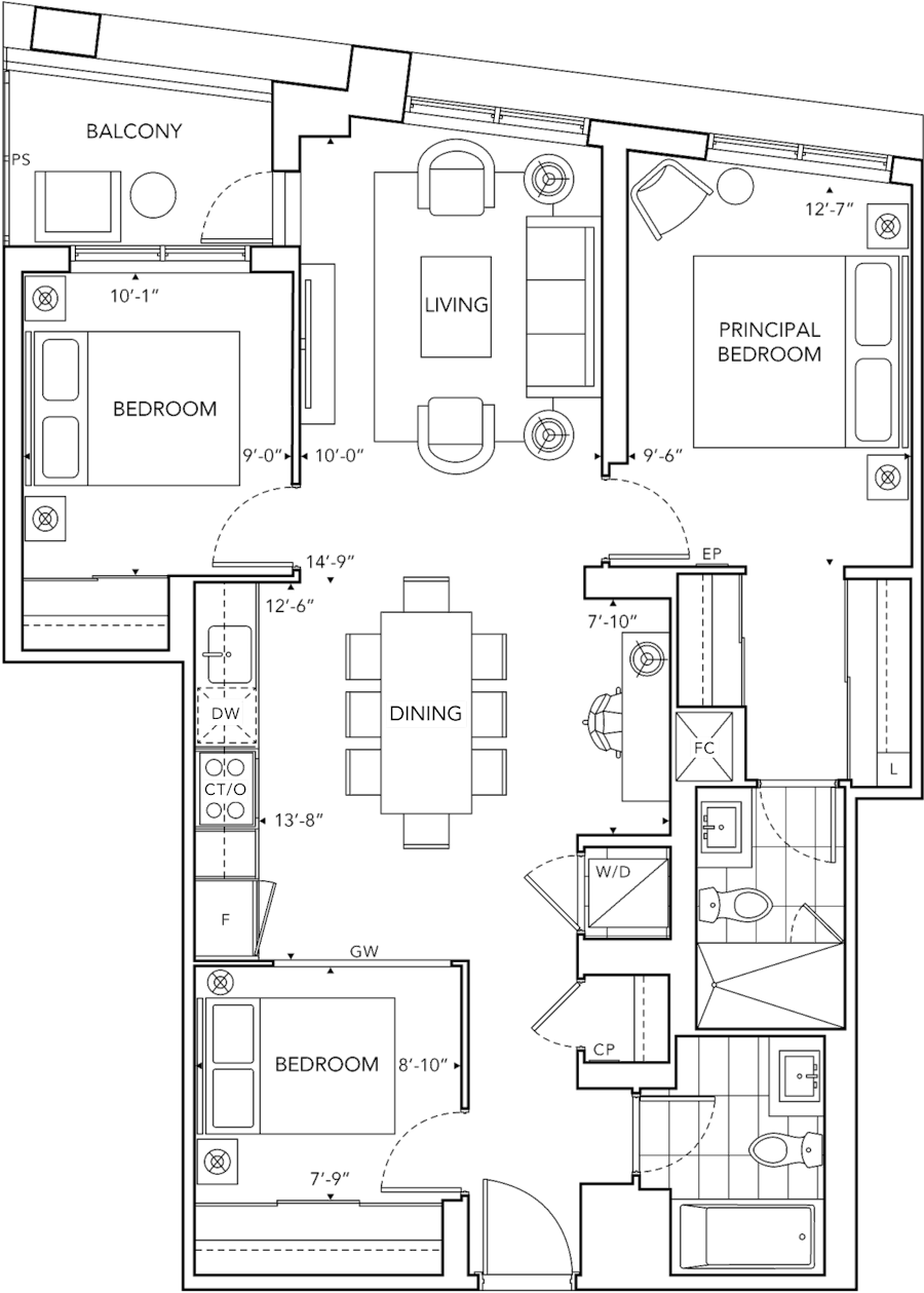 6080 Yonge 3B Floorplan