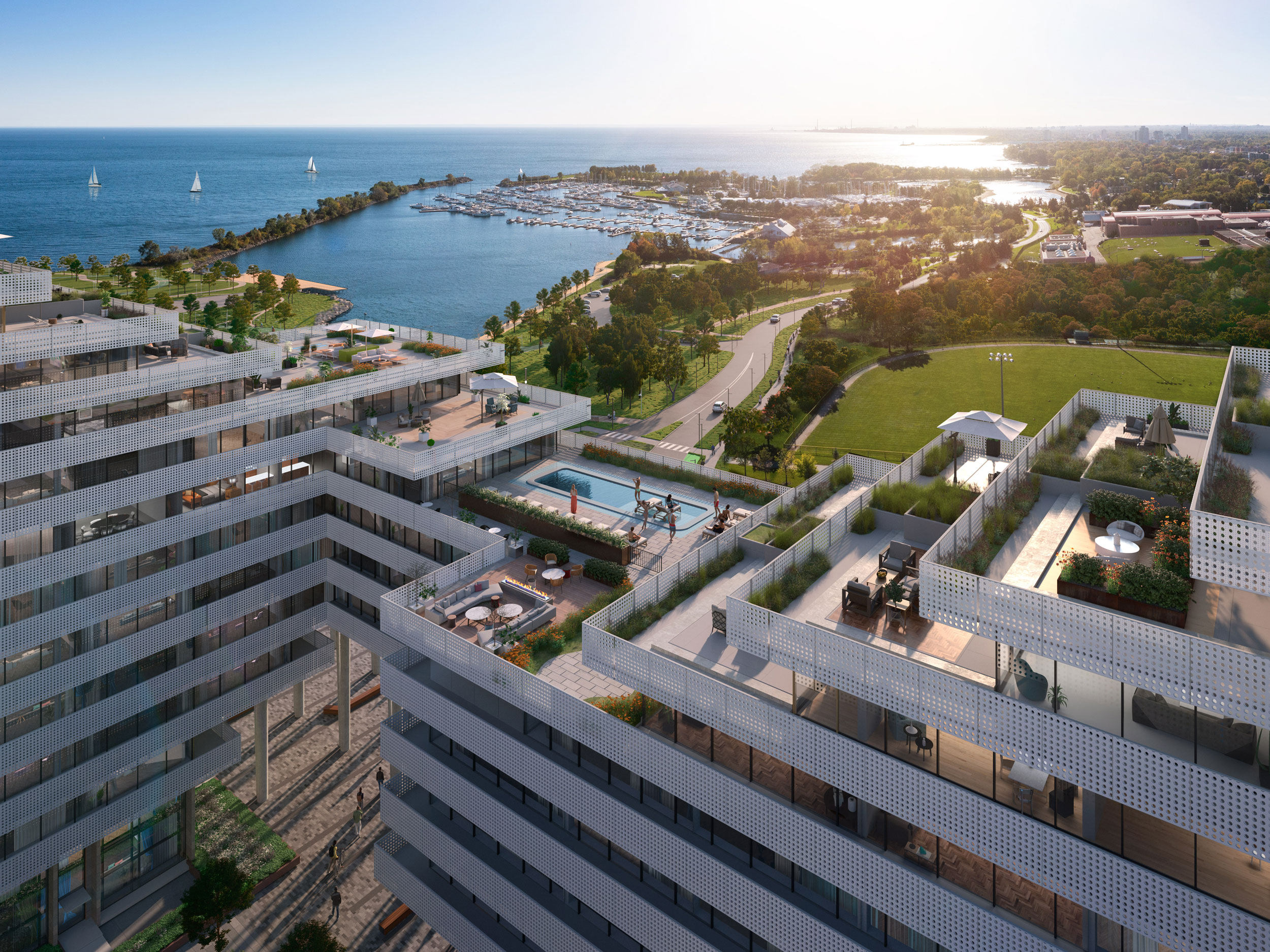 Harbourwalk Aerial View of Outdoor Pool and Terrace