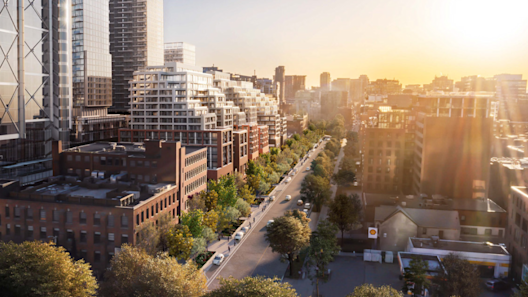 An Overview of The Well condo with Sunset in background