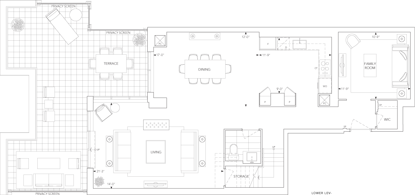 Auberge on the Park Suite 518 Lower Level Floorplan