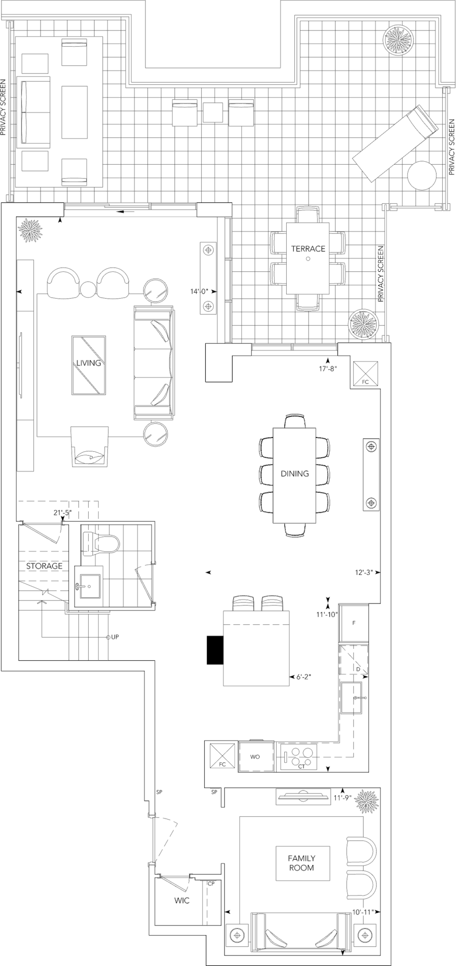 Auberge on the Park Suite 518 Lower Level Floorplan