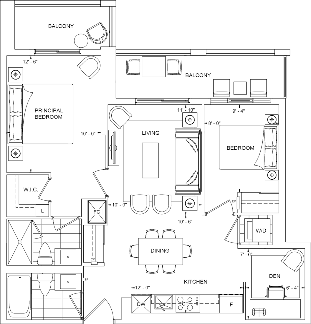 The Dupont Condo Suite 2U+D Floorplan