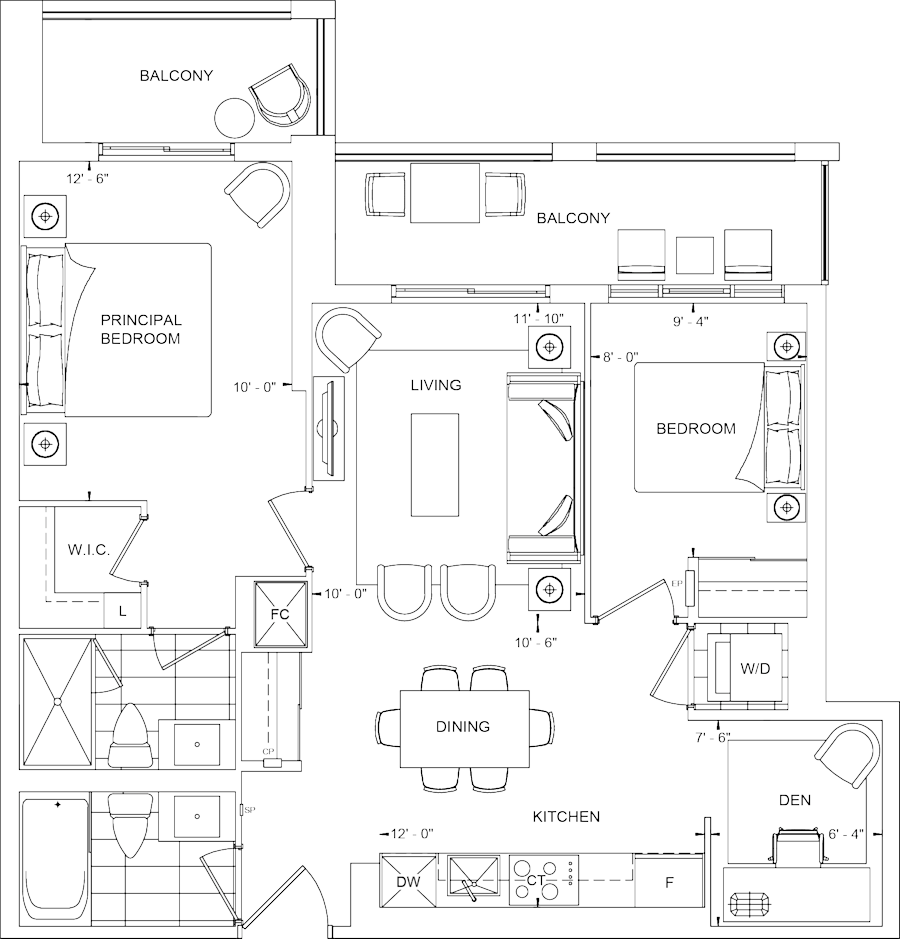 The Dupont Condo Suite 2U+D Floorplan