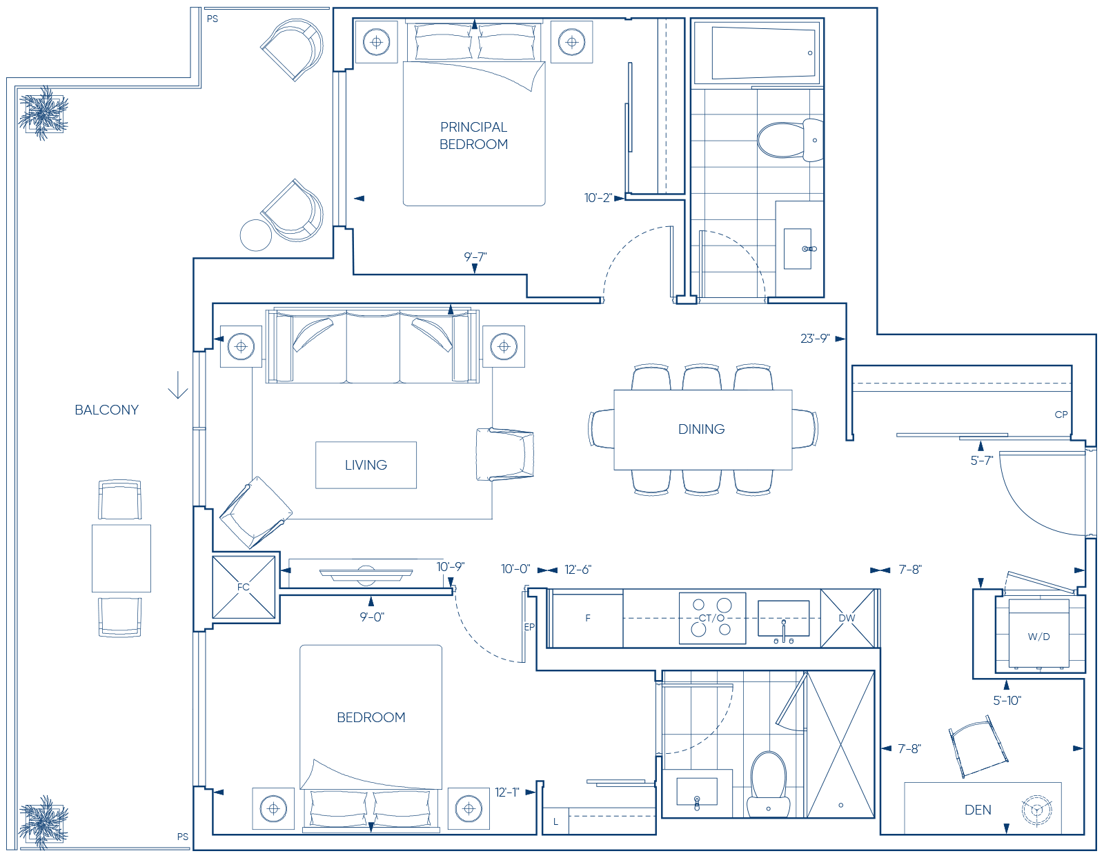 Harbourwalk 2W+D Floorplan