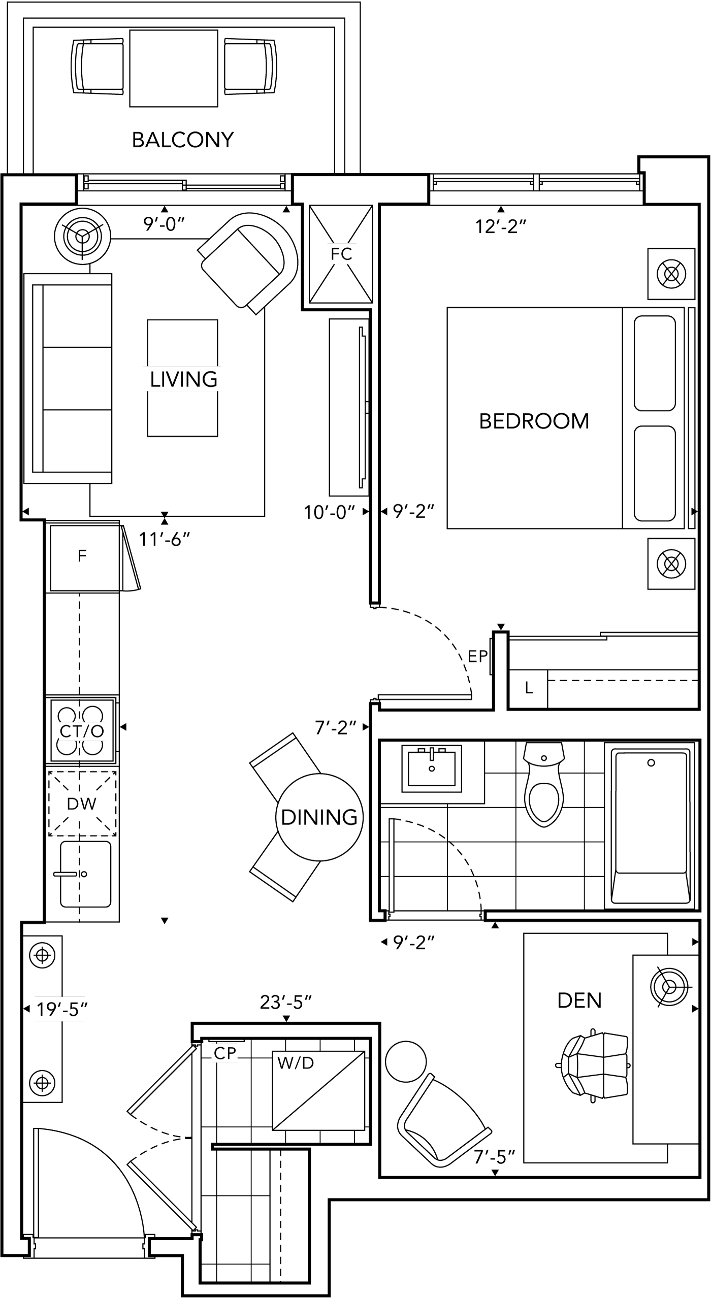  6080 Yonge 1R+D Floorplan