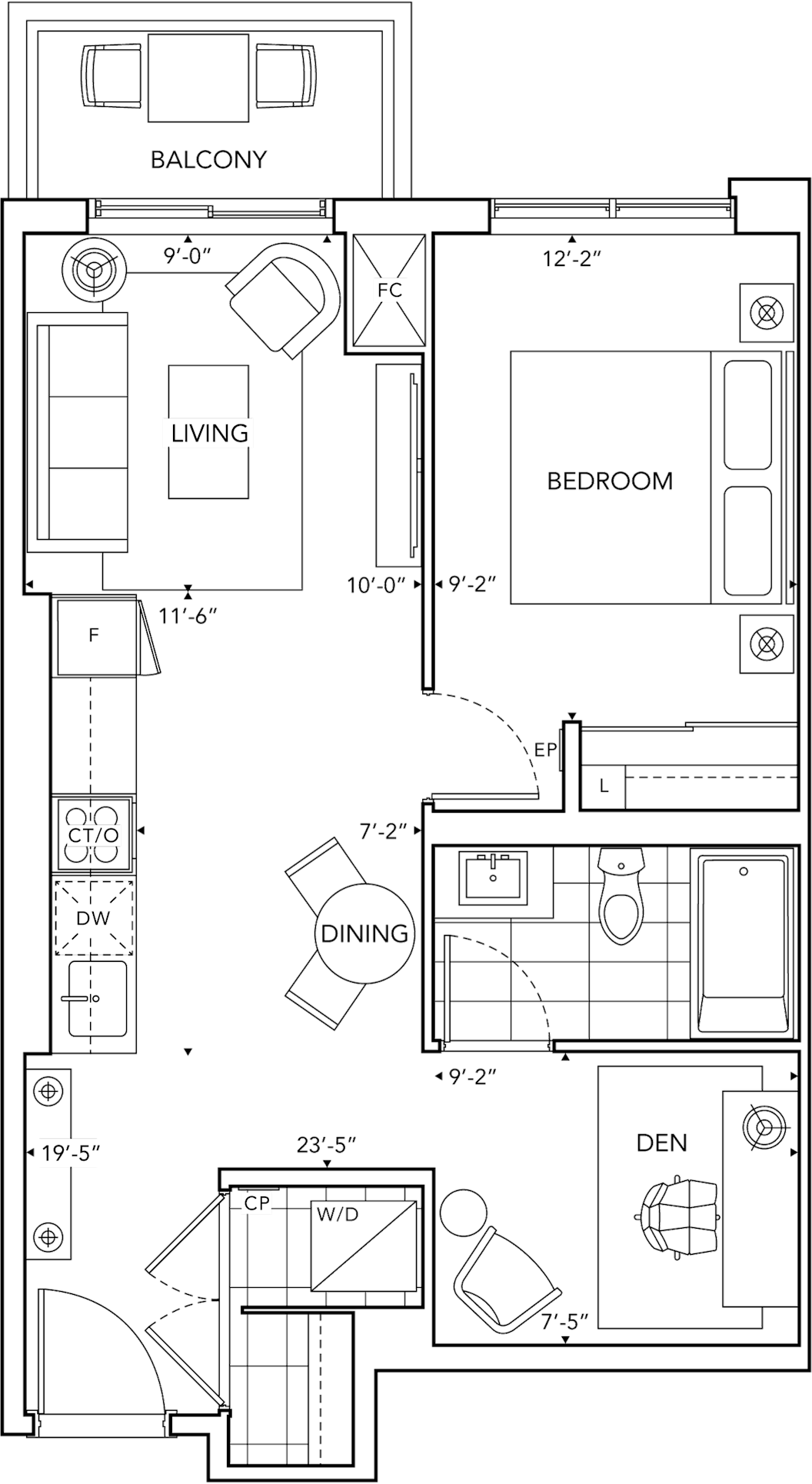 6080 Yonge 1R+D Floorplan