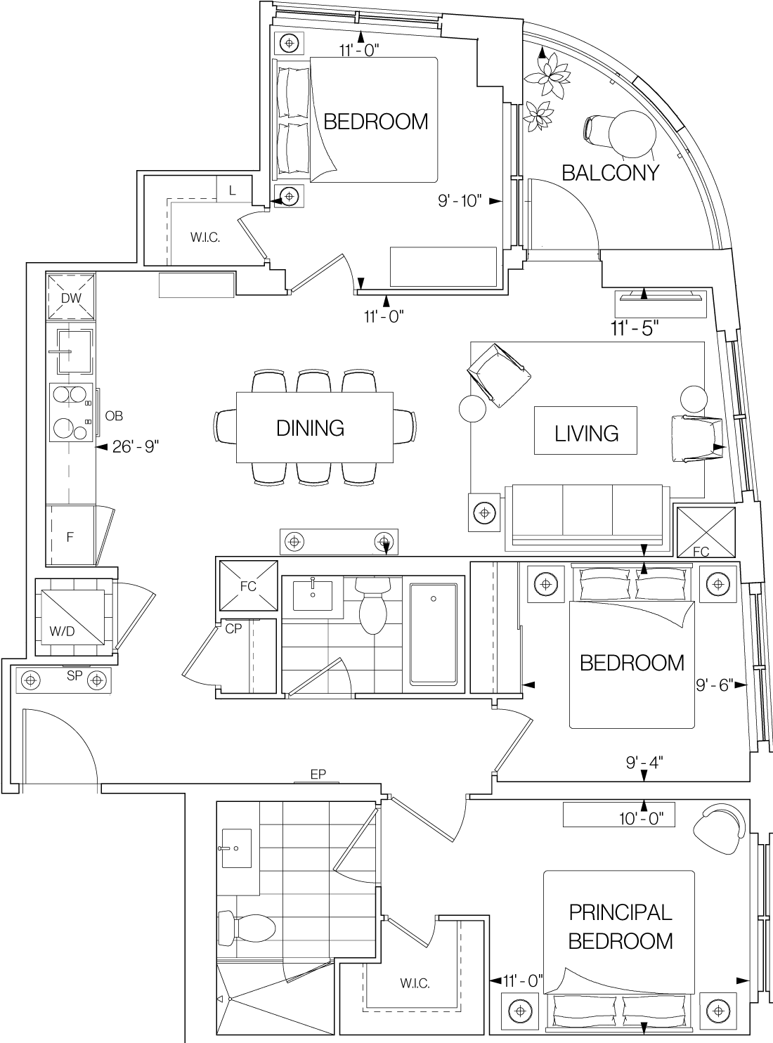 Westerly Condo Suite 3B Floorplan