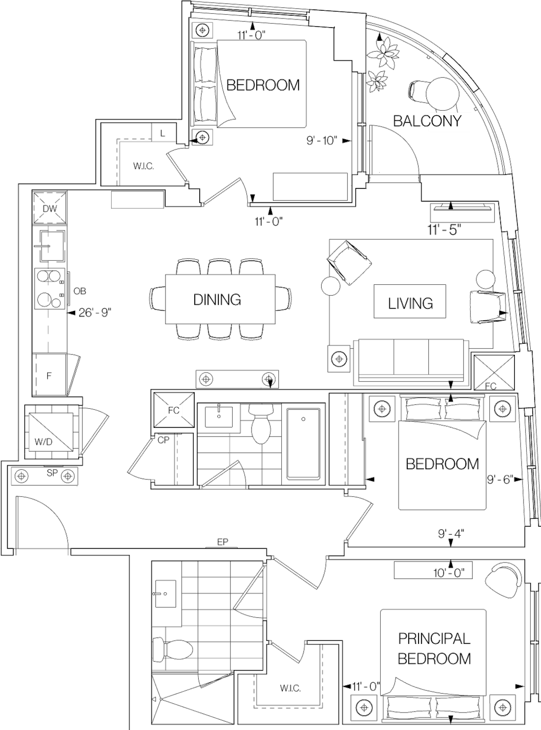 Westerly Condo Suite 3B Floorplan