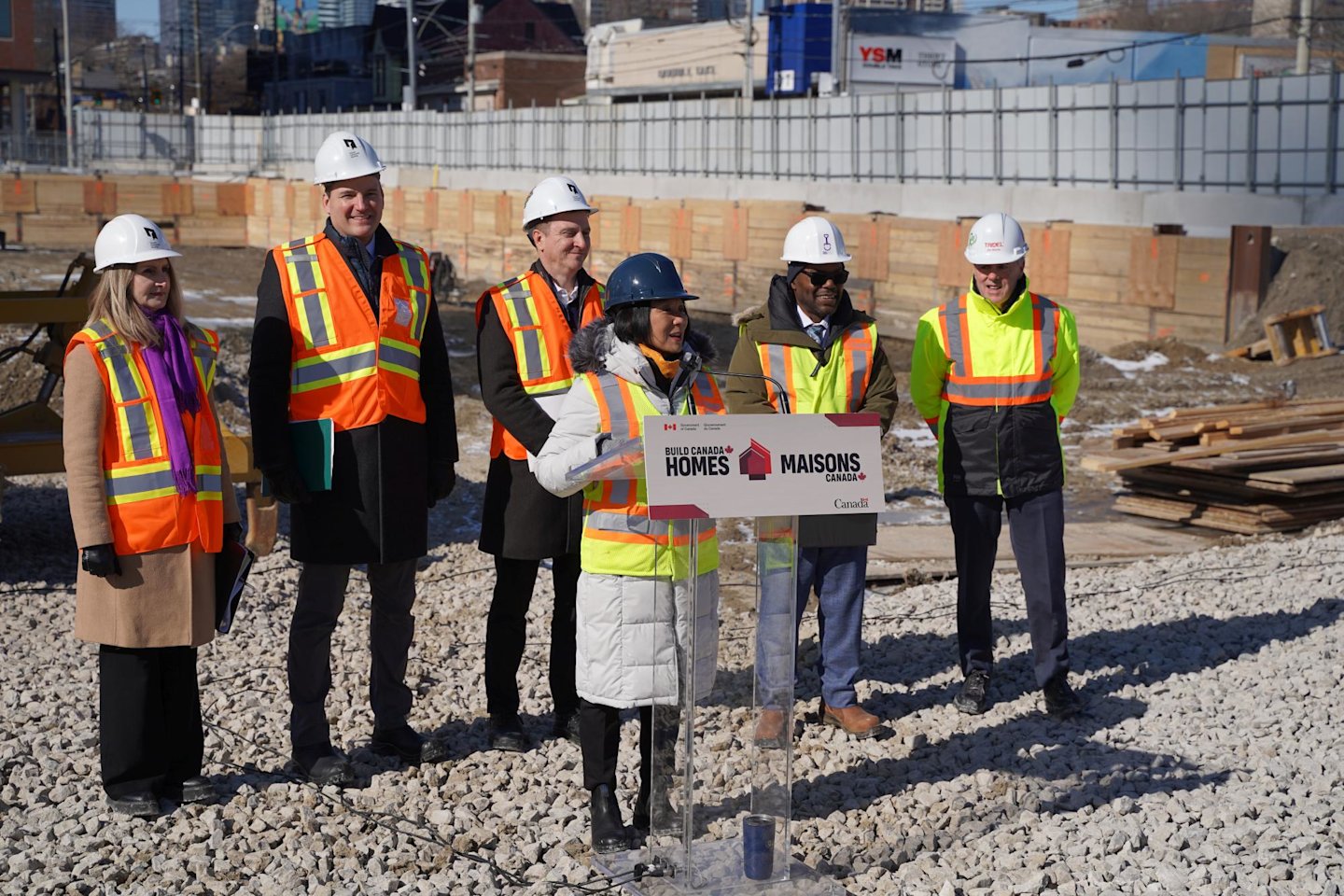 The groundbreaking event of Regent Park Phases 4 & 5 for more affordable homes, with Mayor Chow speaking.