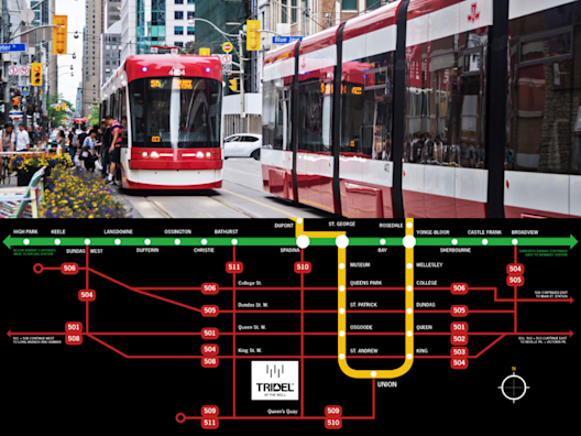 An Image showing the location of The Well on a TTC street car routes map