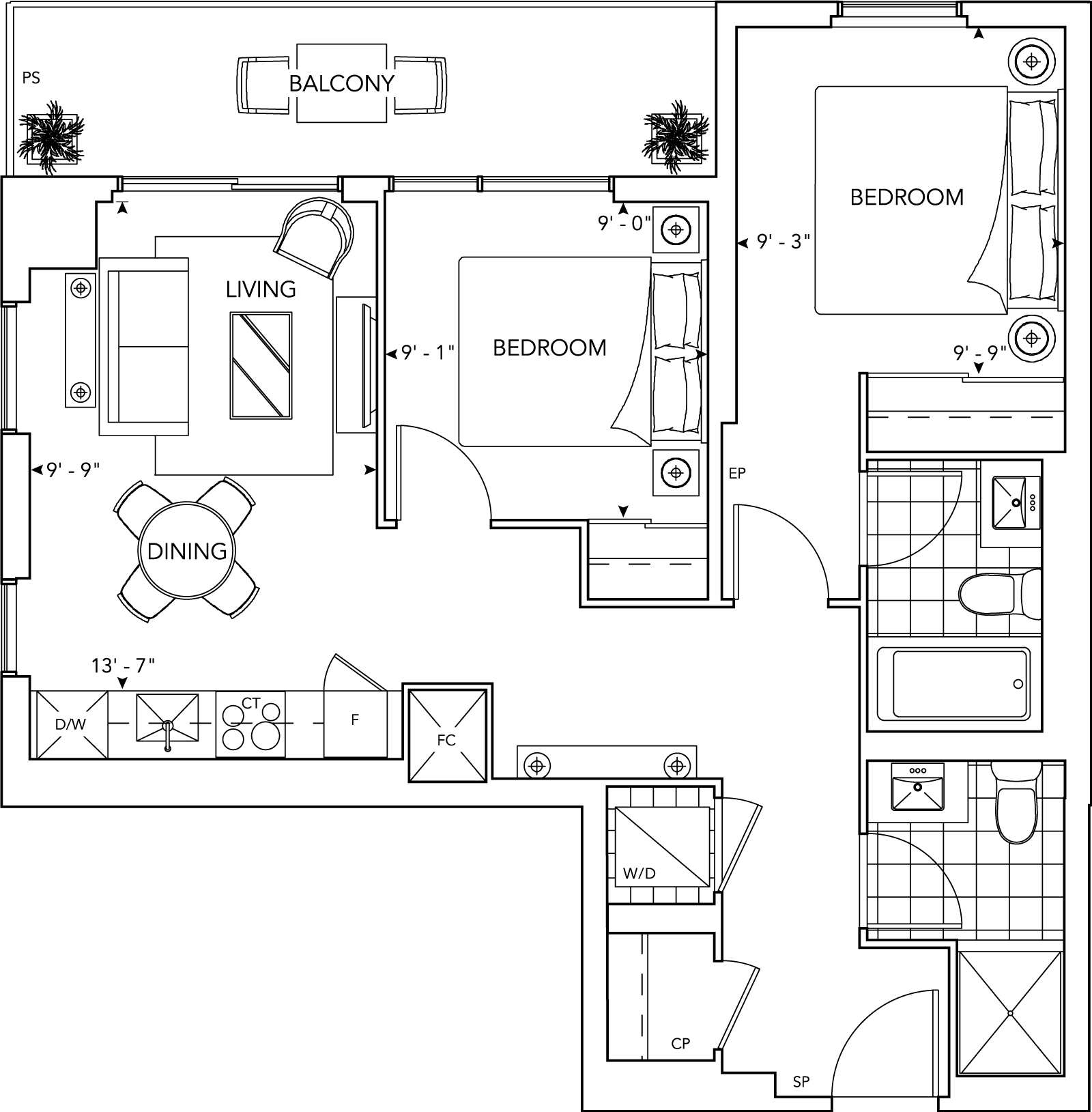 MRKT Condo Suite 1U Floorplan