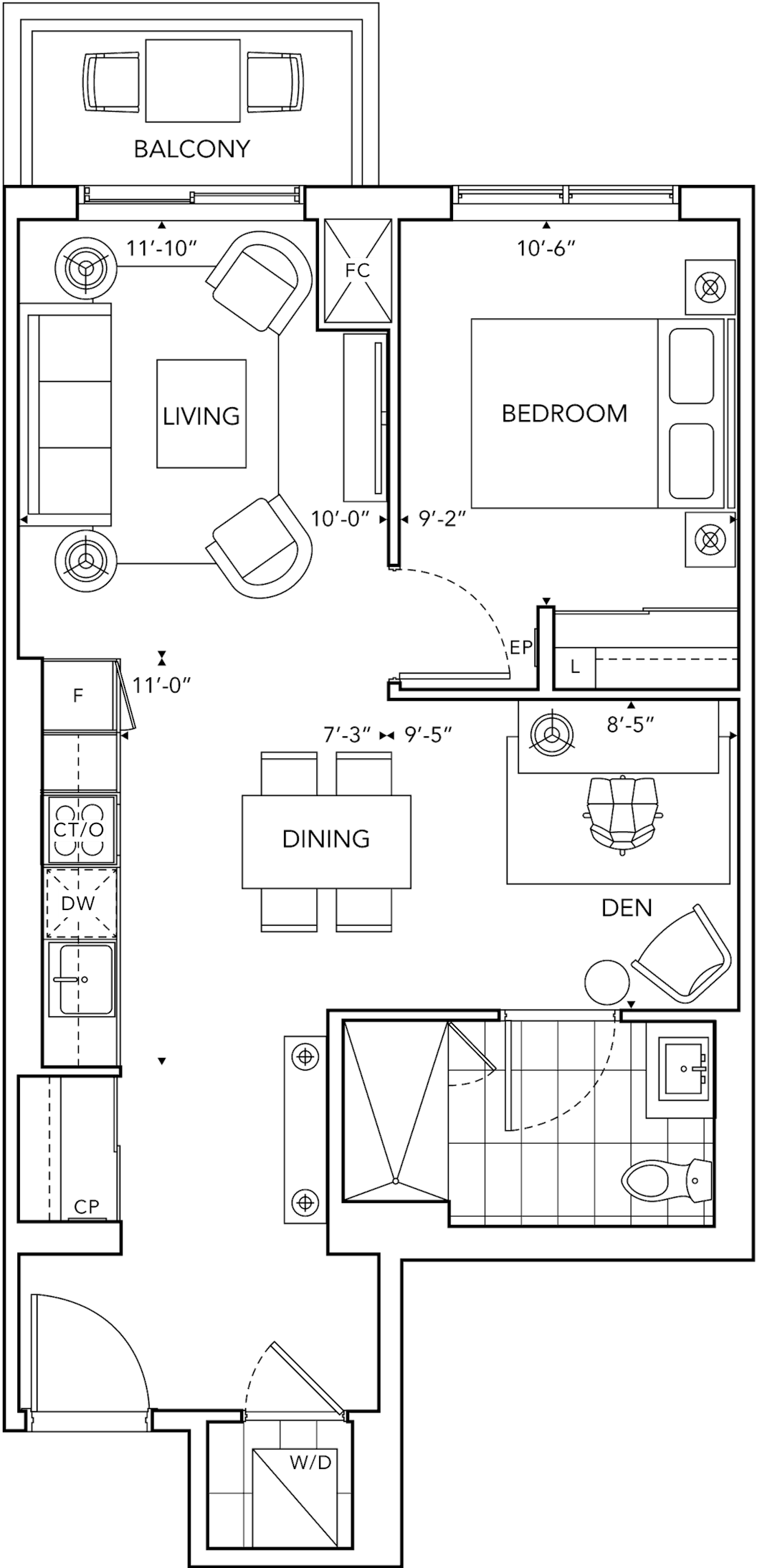 6080 Yonge 1BB+D Floorplan