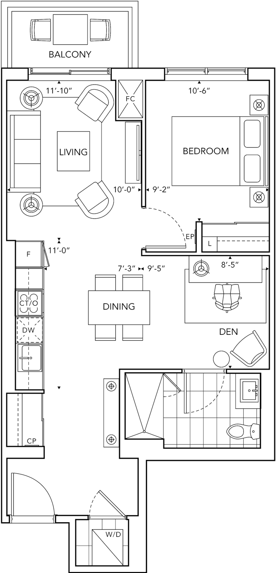 6080 Yonge 1BB+D Floorplan