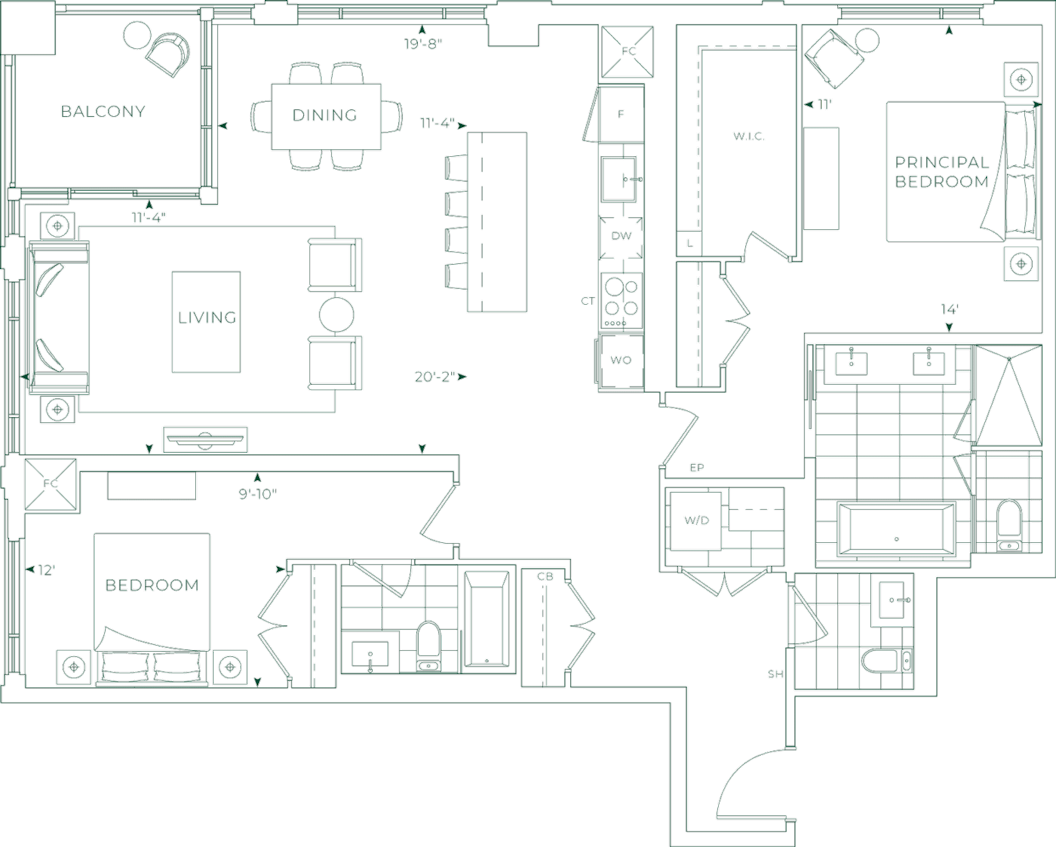 Edenbridge Condo Suite 2L Floorplan
