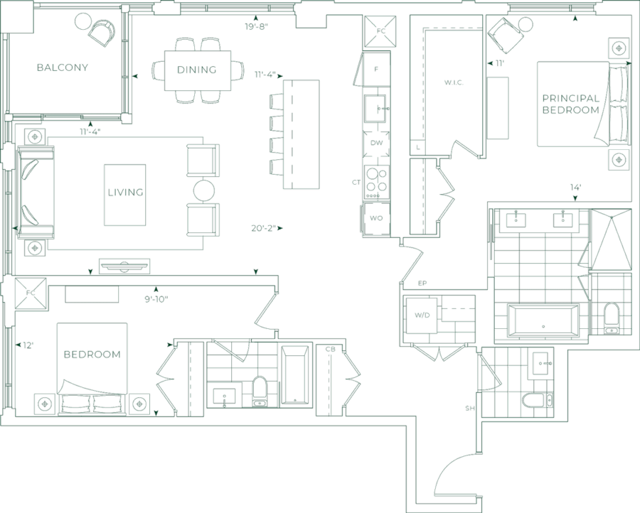 Edenbridge Condo Suite 2L Floorplan
