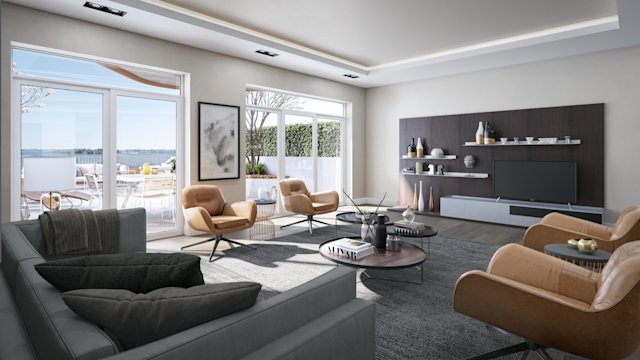 Aqualuna Townhome Living Room