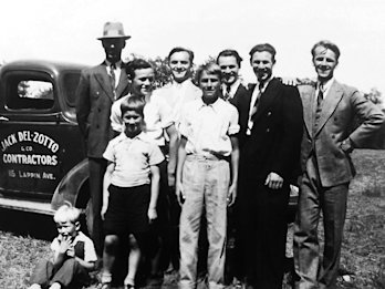 Black and white photograph of the DelZotto family