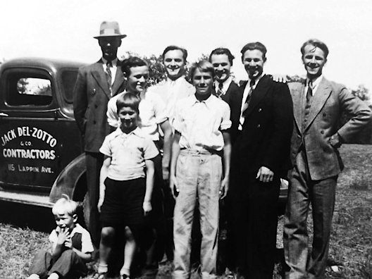 Black and white photograph of the DelZotto family