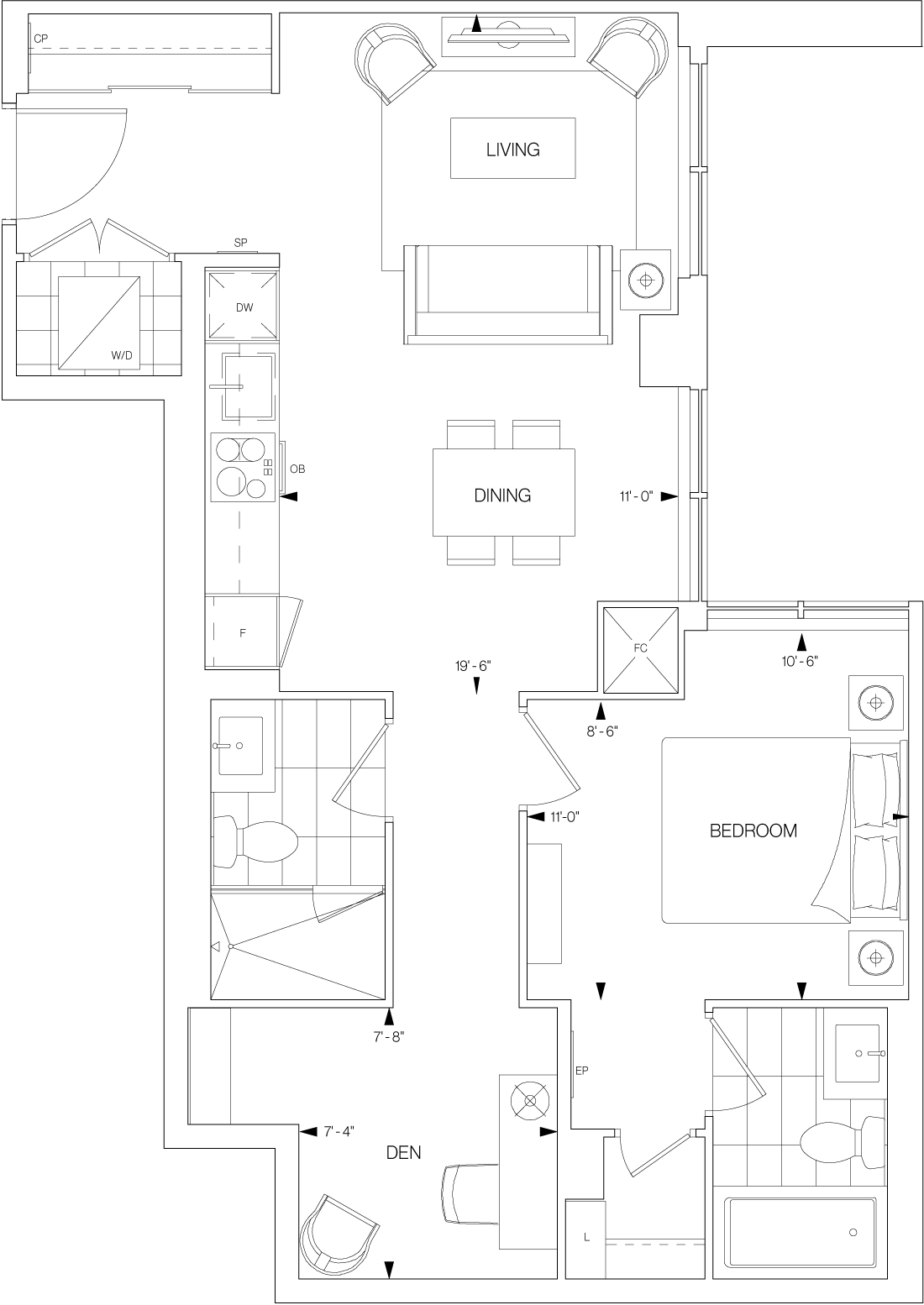 Westerly Condo Suite 1CC+D Floorplan
