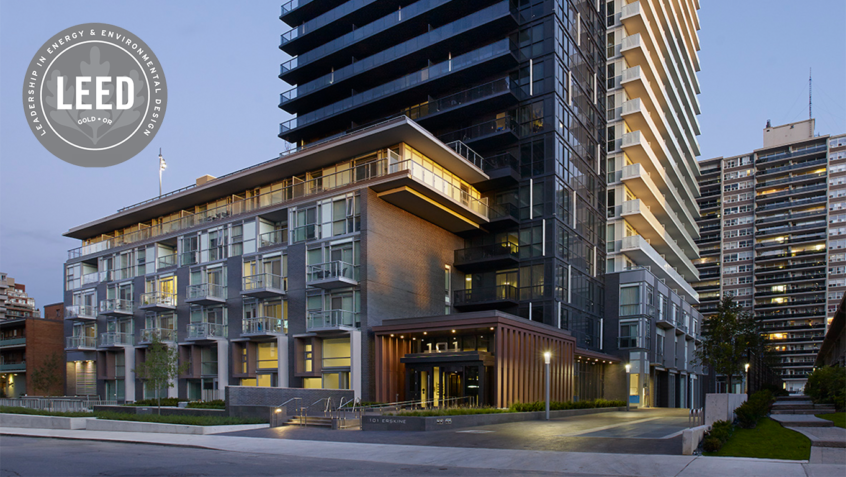 101 Erskine at Yonge and Eglinton Building Photo with LEED logo