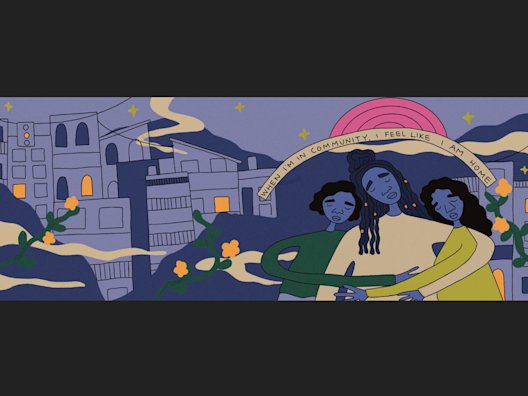 Community is cozy, soft, tender and carefree.