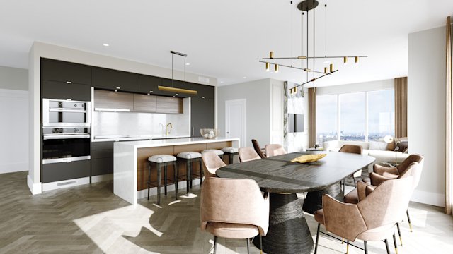 Chateau Model Suite Rendering - Dining/Kitchen