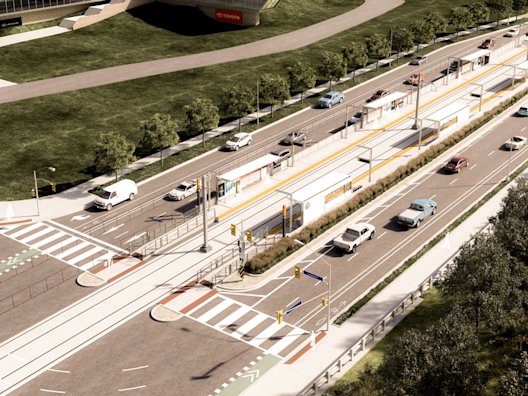 Eglinton Crosstown LRT Stop at Leslie/Eglinton Intersection