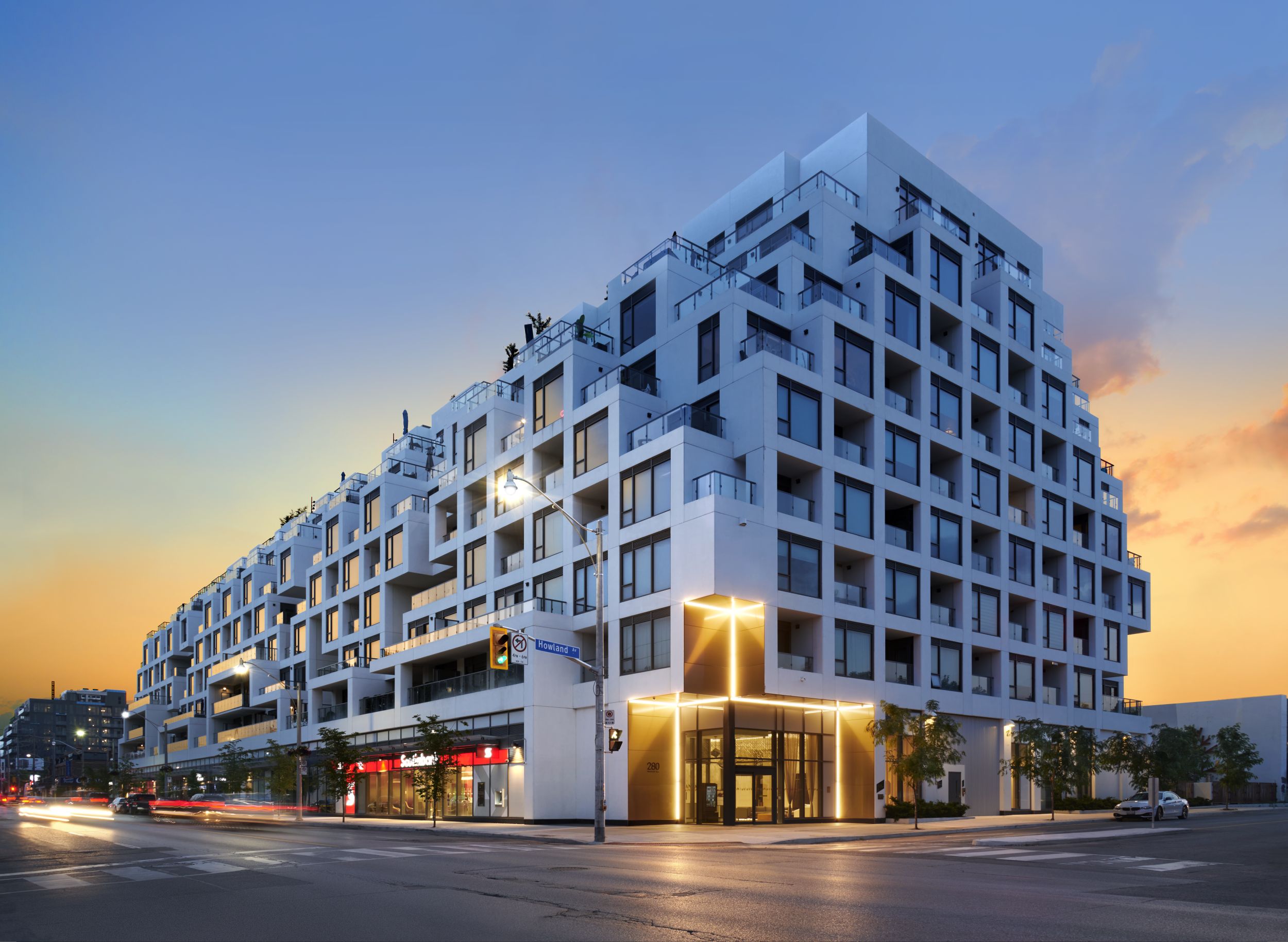 Photo of the completed Bianca condominium from street level