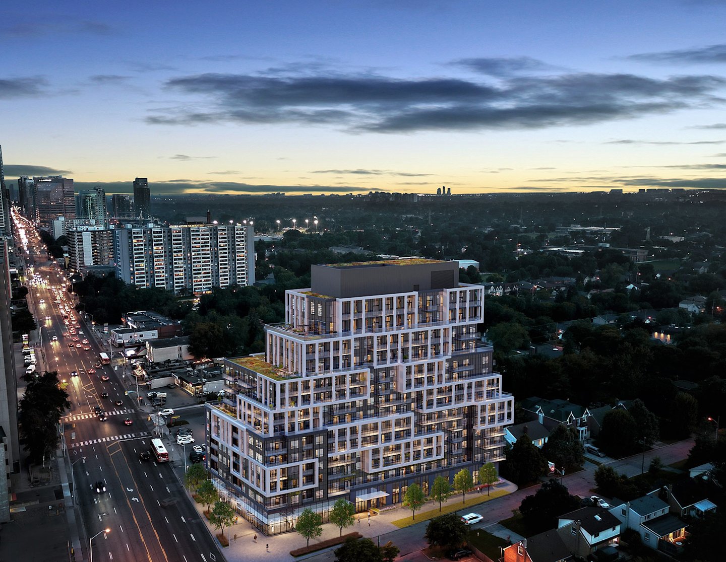 6080 Building Aerial Shot (Night)