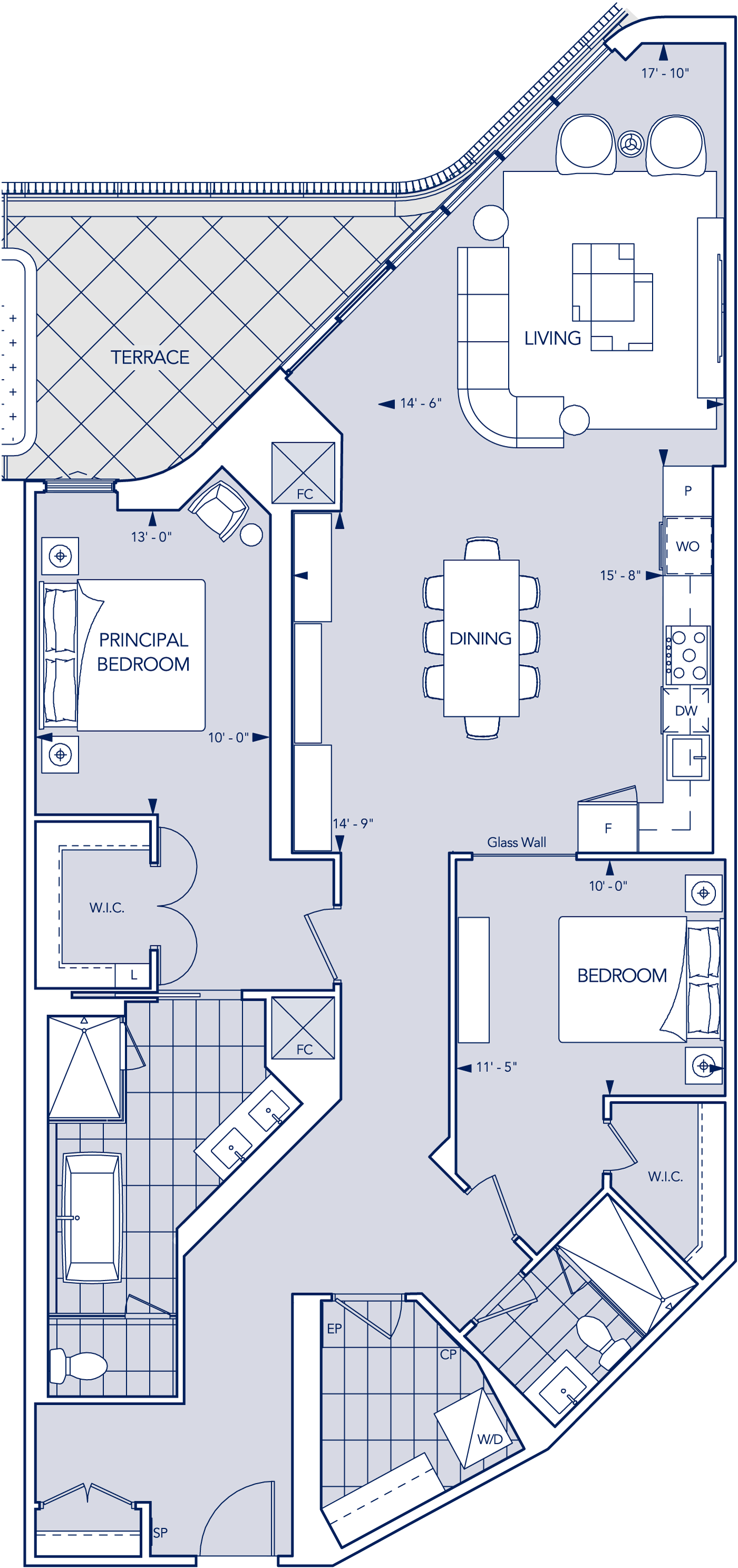 Aqualuna Suite 418 Floorplan