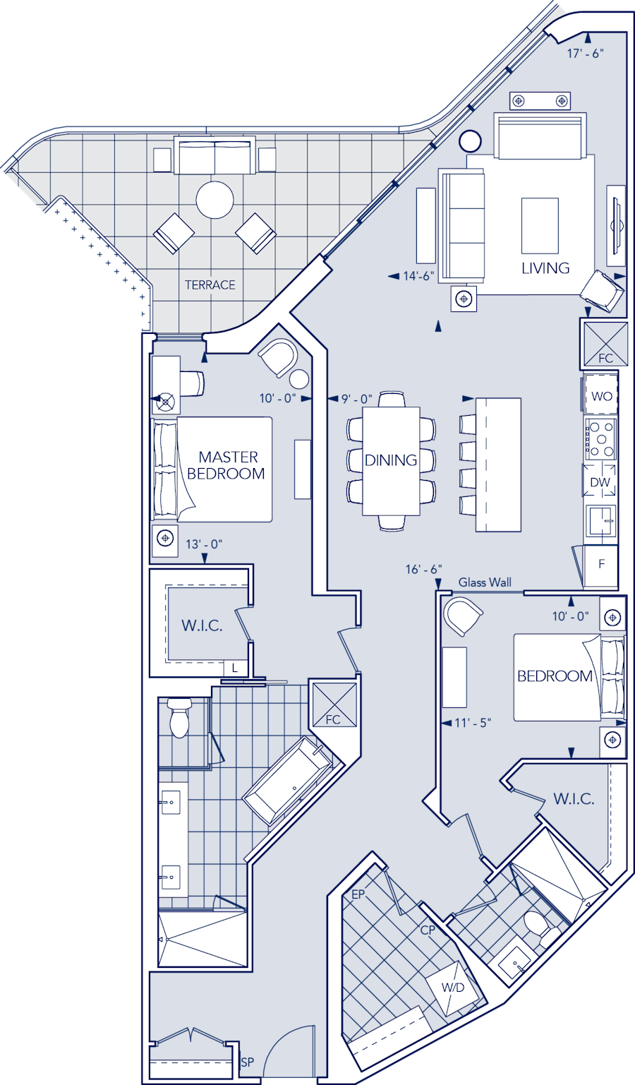 Aqualuna Condo Suite 2FFT Floorplan