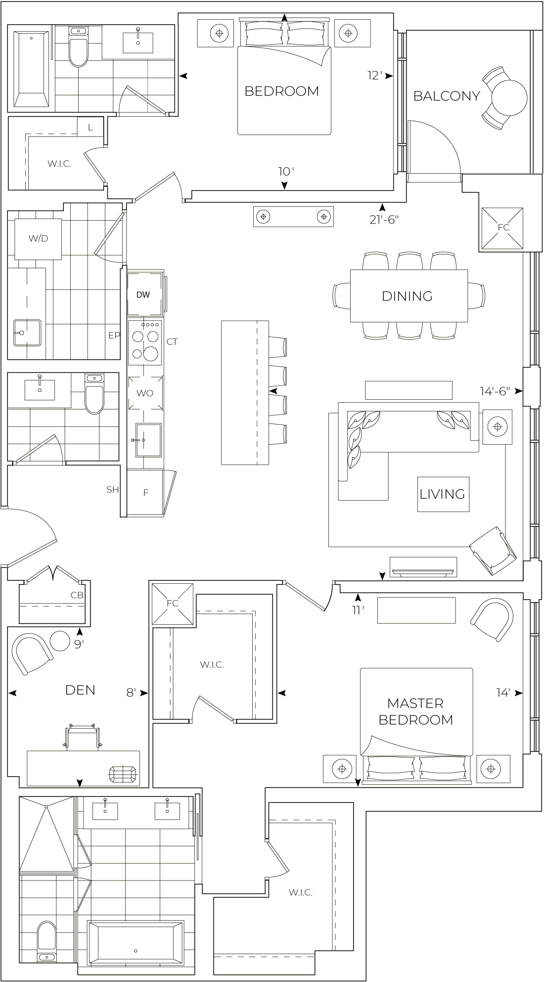 Edenbridge Condo Suite 2N+D Floorplan