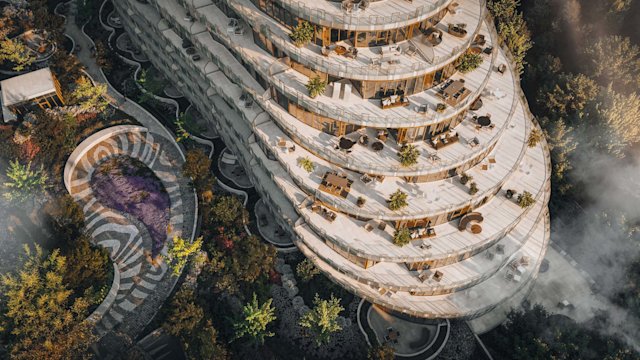 Bayview Woods Aerial Terrace Rendering