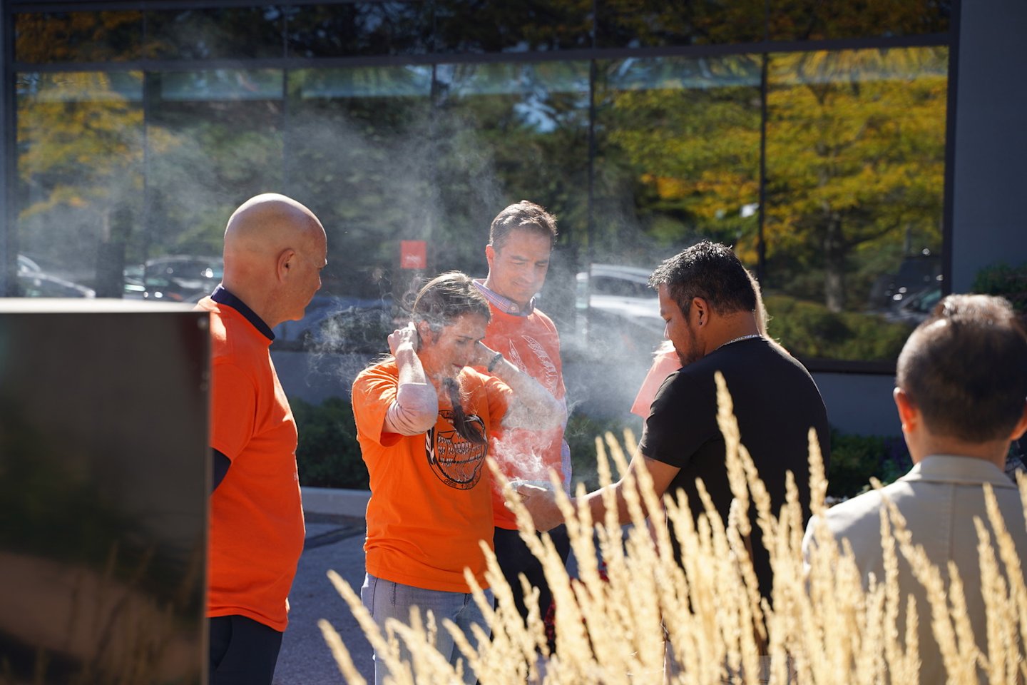 Tridel employees participate in a blanket exercise.