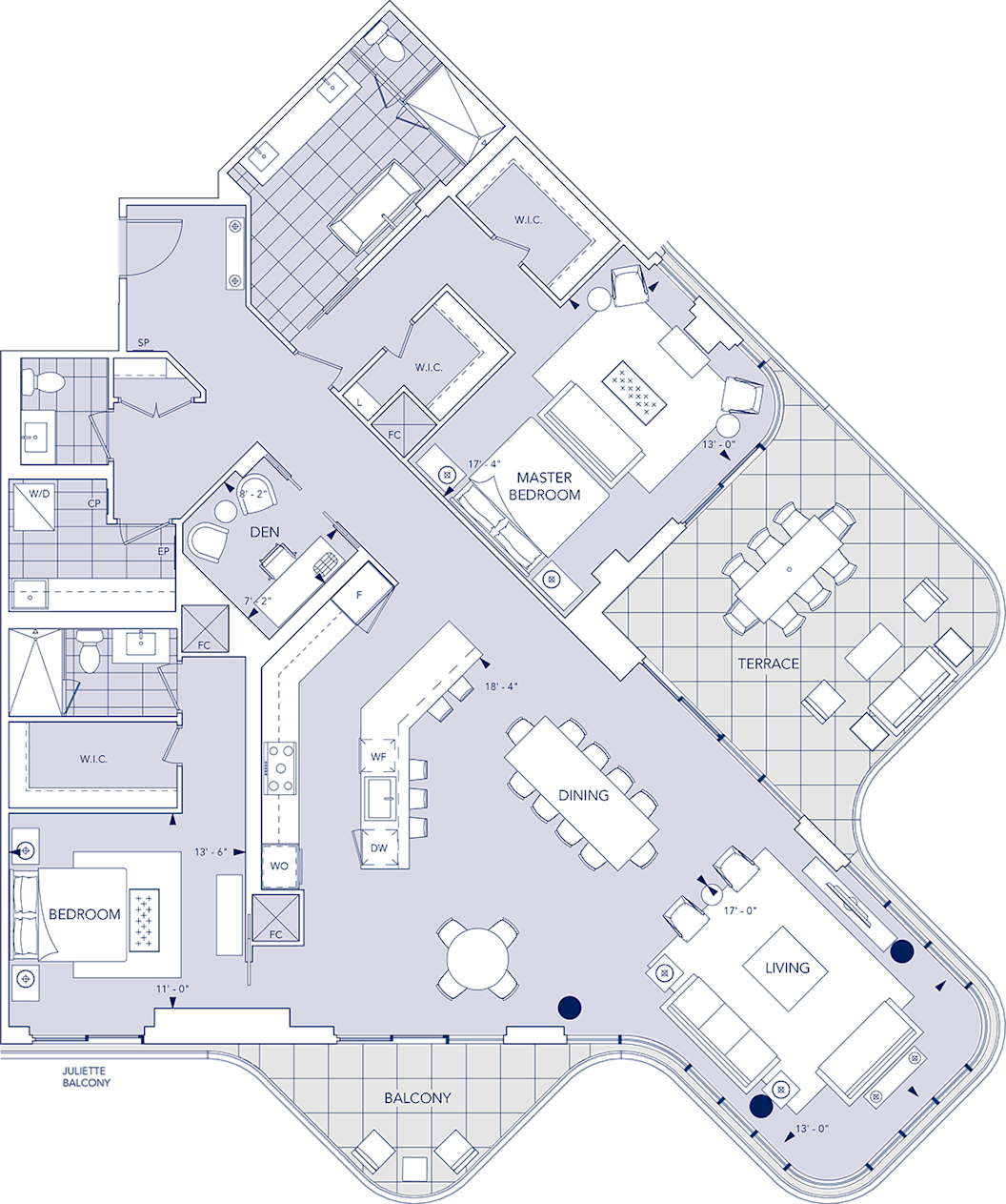 Aqualuna Condo Suite T2R+D Floorplan