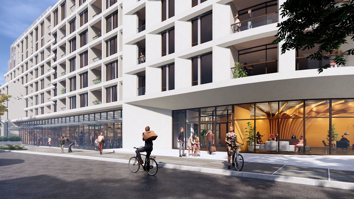 North Side of Bloor Westward Towards Retail at Ground Floor