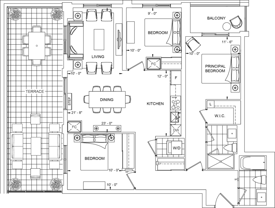 The Dupont Condo Suite 3ET floorplan