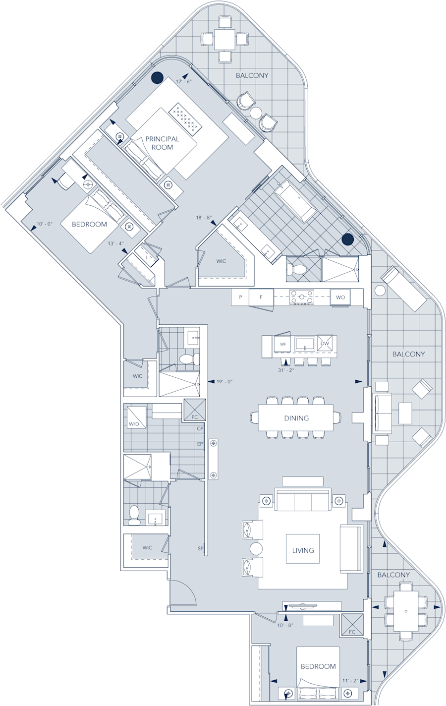 Aqualuna Condo Suite 3A Floorplan