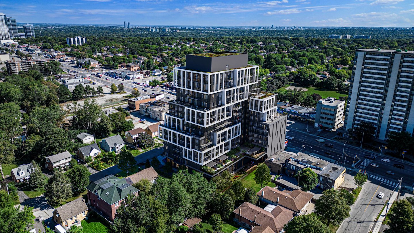 6080 Aerial view with building rendering